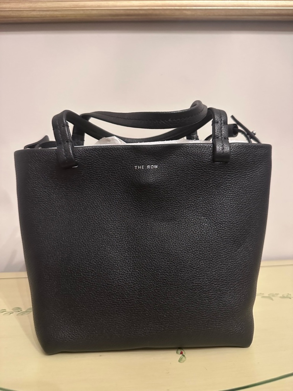 “The Row” Inspired Black Pebbled Leather Tote/ crossbody